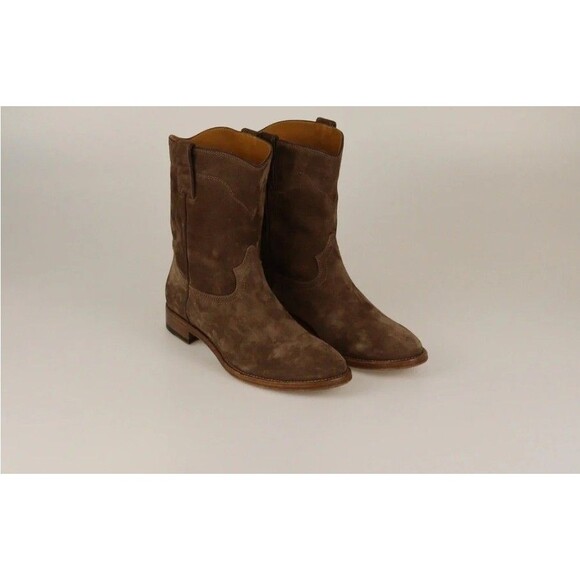 Ralph Lauren Purple Label Shoes - Ralph Lauren Purple Label Women's Brown Suede Leather Ankle Boots Sz 7.5 Cowgirl